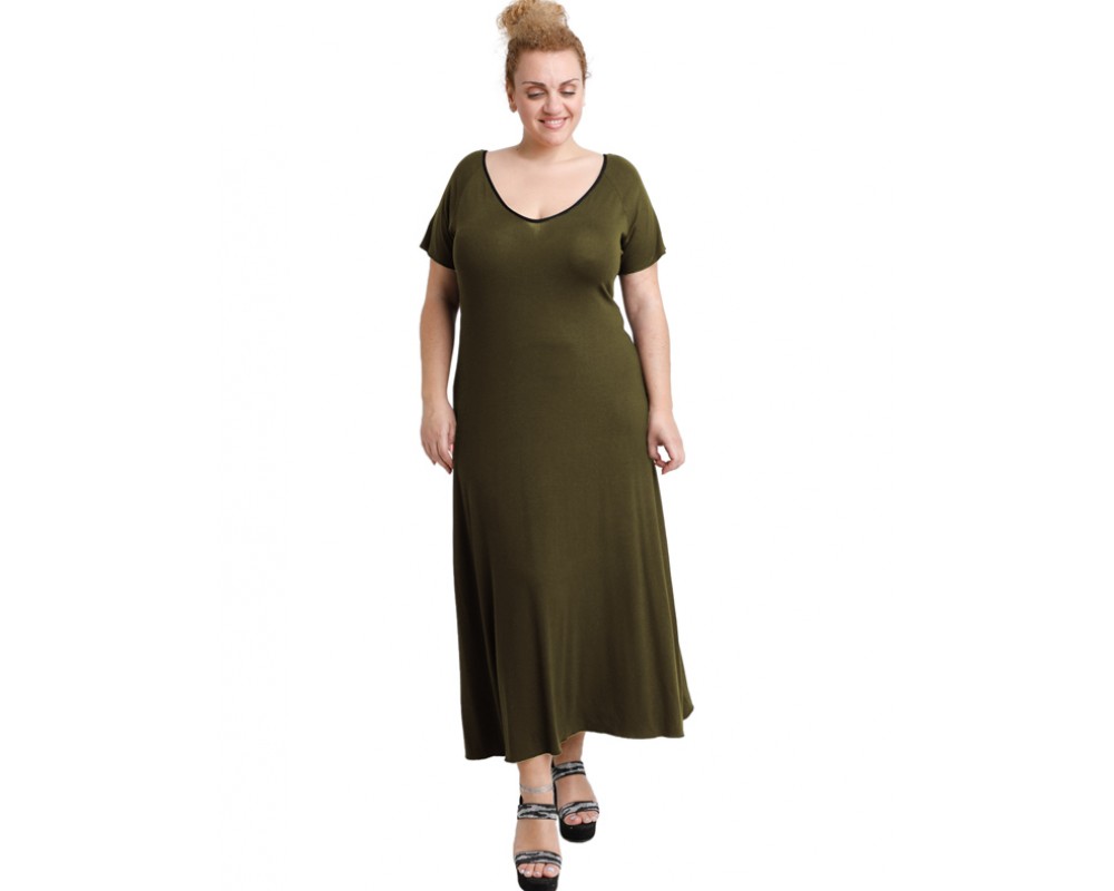 A20-223FK Long dress - Khaki Plus Size