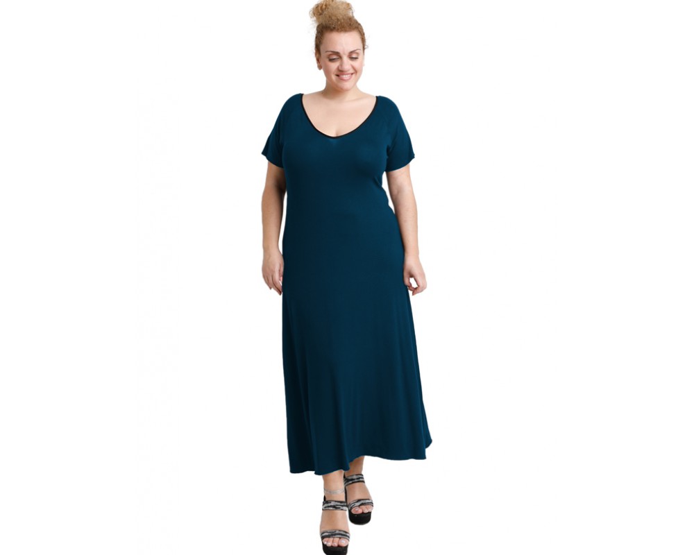 A20-223FK Long dress - Petrol Plus Size