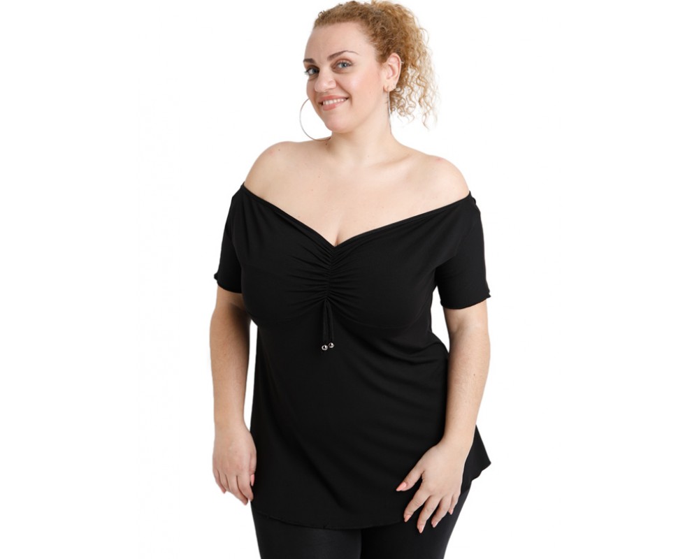 A20-224 Raglan strapless blouse - Black Plus Size