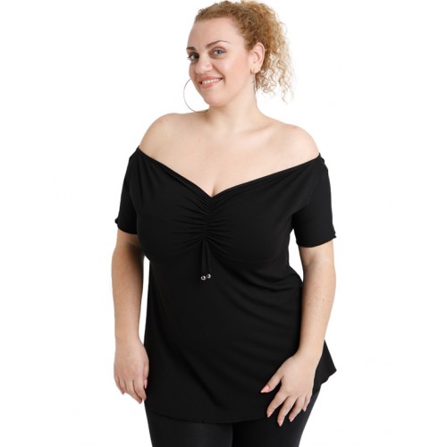A20-224 Raglan strapless blouse - Black