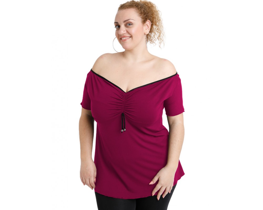 A20-224 Raglan strapless blouse - Fuchsia Plus Size