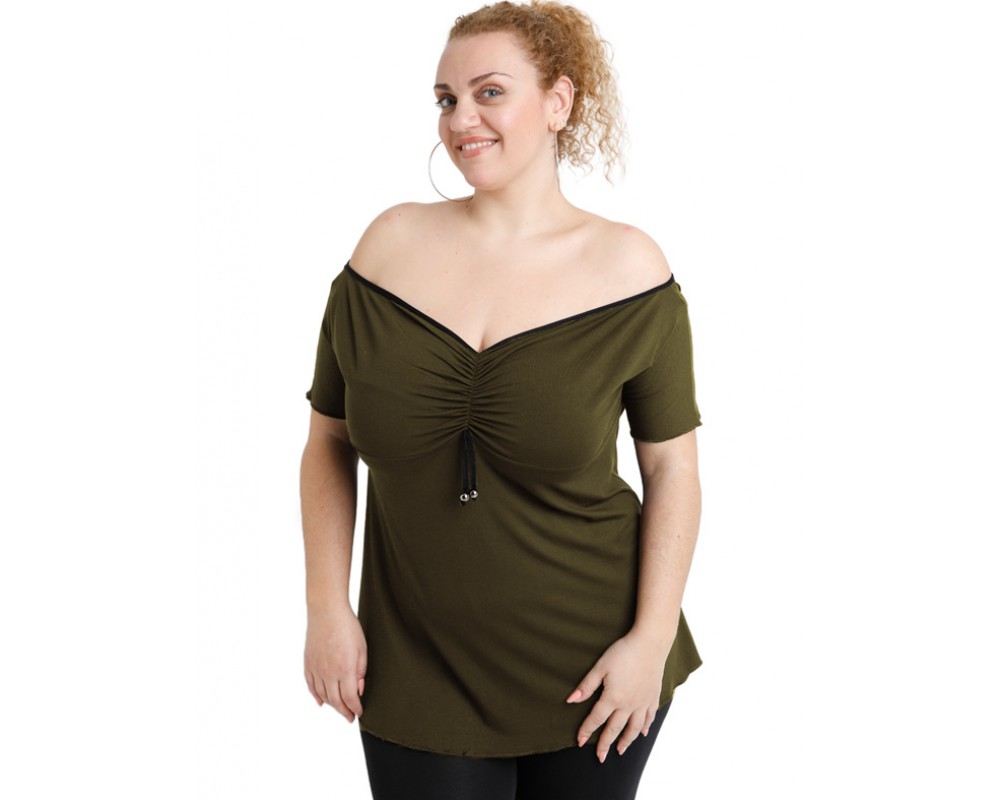 A20-224 Raglan strapless blouse - Khaki Plus Size