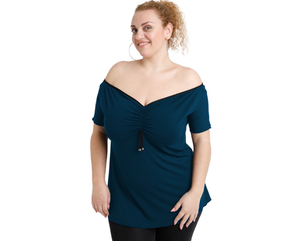 A20-224 Raglan strapless blouse - Petrol Plus Size