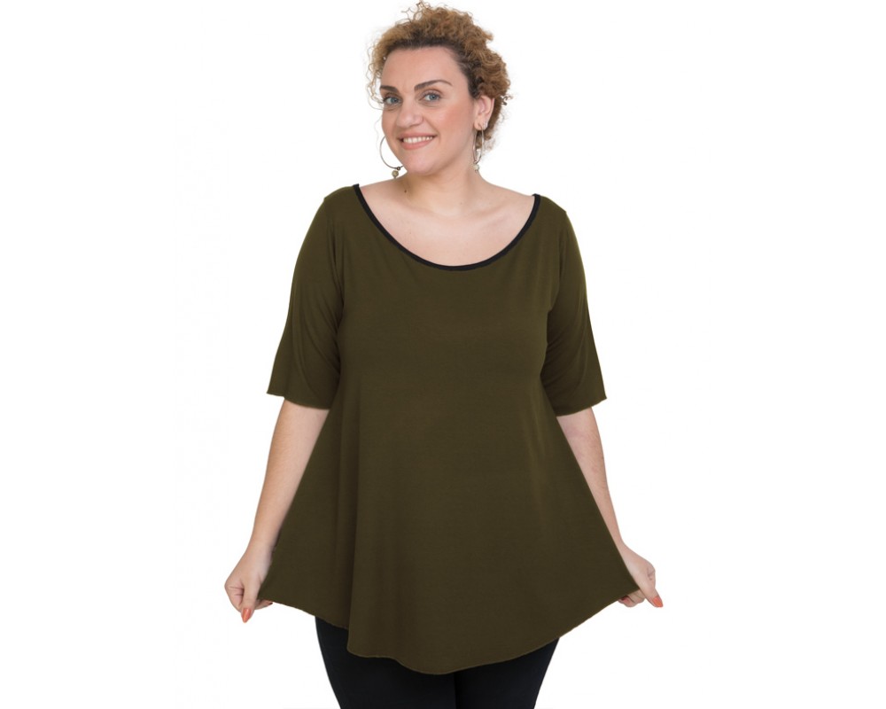 A20-227 Alpha blouse - Khaki Dark Plus Size