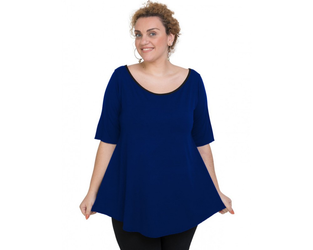 A20-227 Alpha blouse - Royal Blue Plus Size