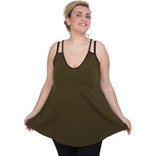 A20-227R Alpha blouse top - Khaki Dark