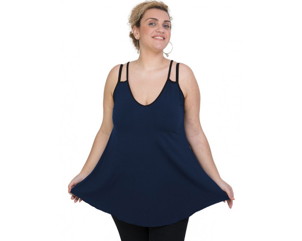 A20-227R Alpha blouse top - Navy Blue Plus Size