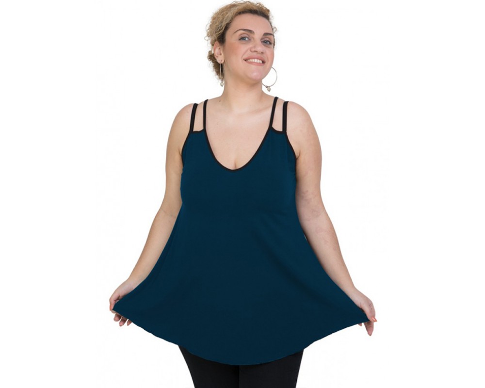 A20-227R Alpha blouse top - Petrol Plus Size