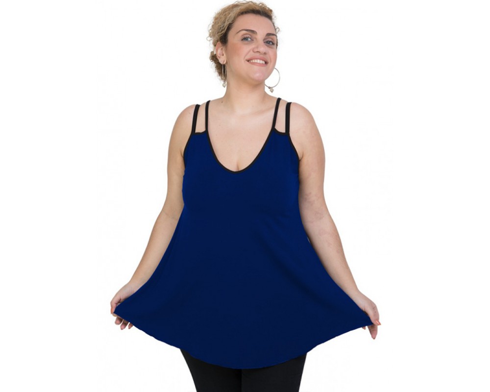 A20-227R Alpha blouse top - Royal Blue Plus Size