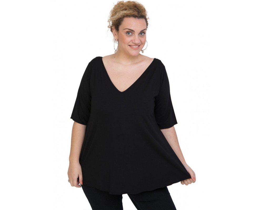 A20-227V Alpha blouse - Black Plus Size