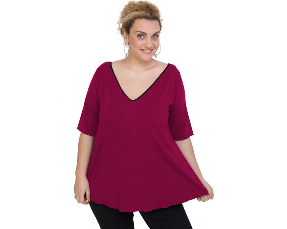 A20-227V Alpha blouse - Fuchsia Plus Size