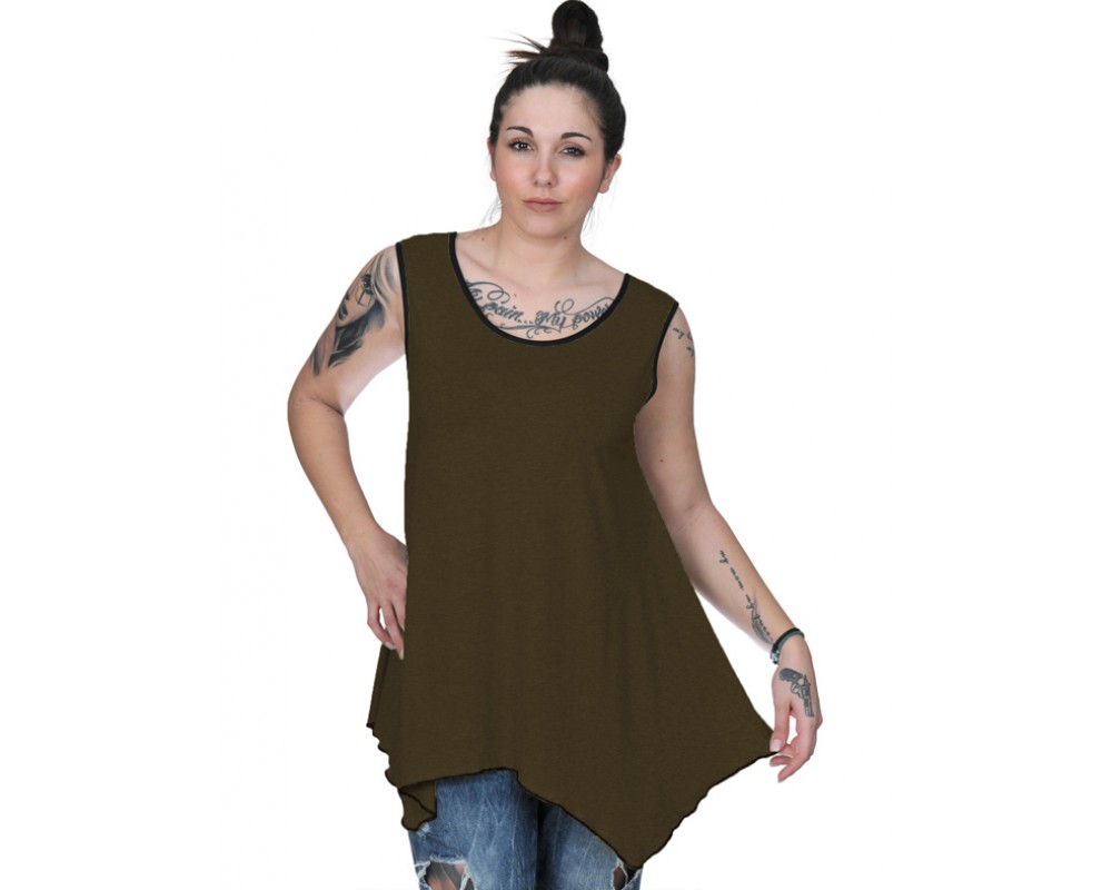 A20-228B Alpha blouse top - Khaki Dark Plus Size