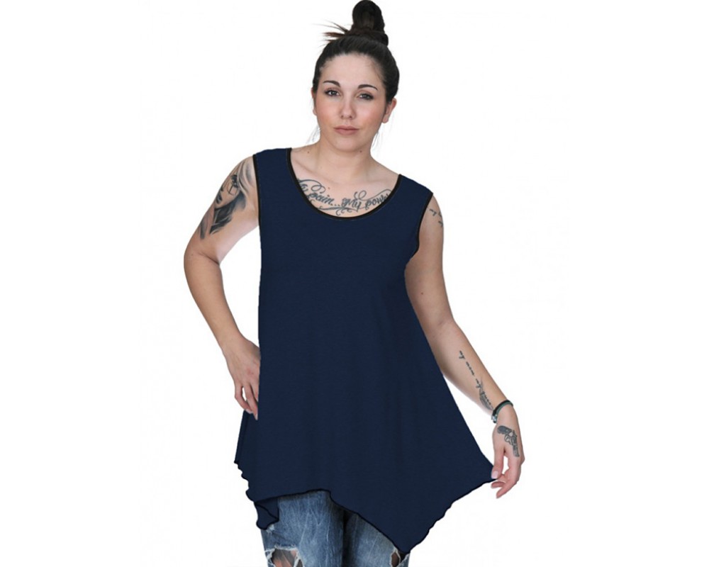 A20-228B Alpha blouse top - Navy Blue Plus Size