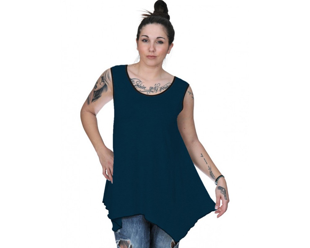 A20-228B Alpha blouse top - Petrol Plus Size