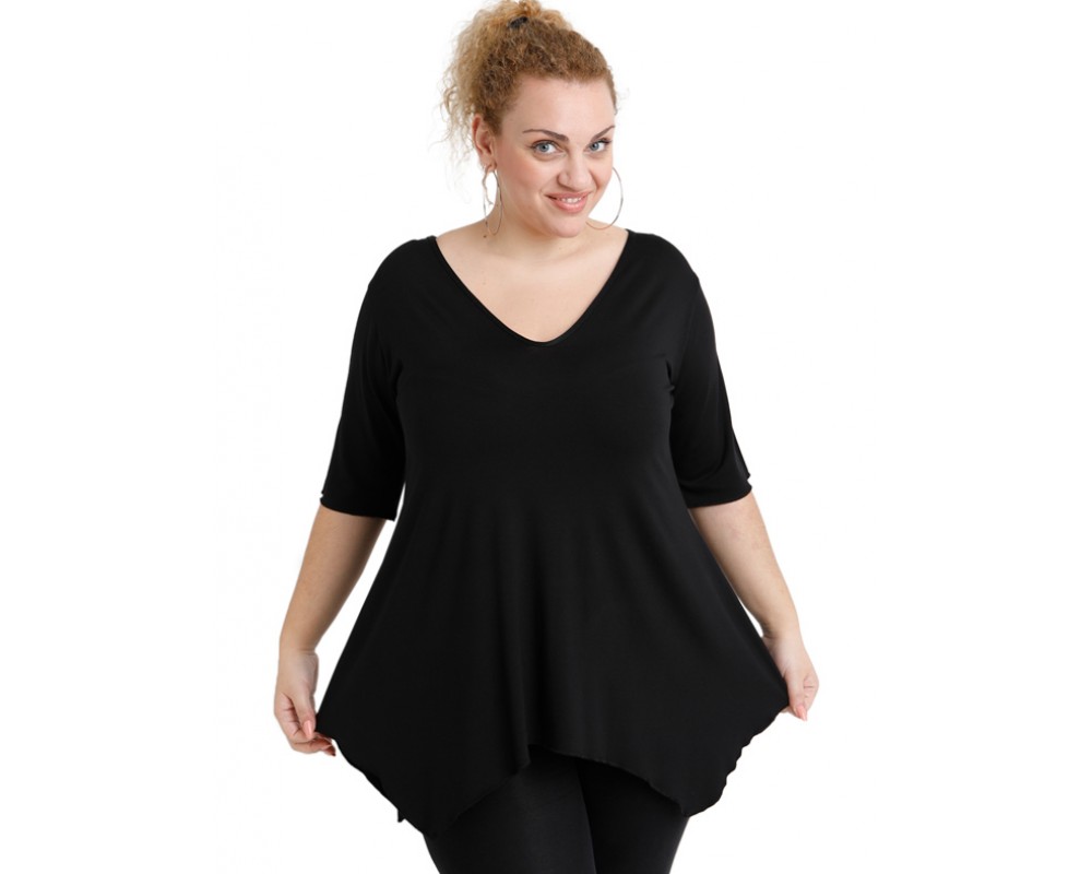 A20-228V Alpha blouse - Black Plus Size