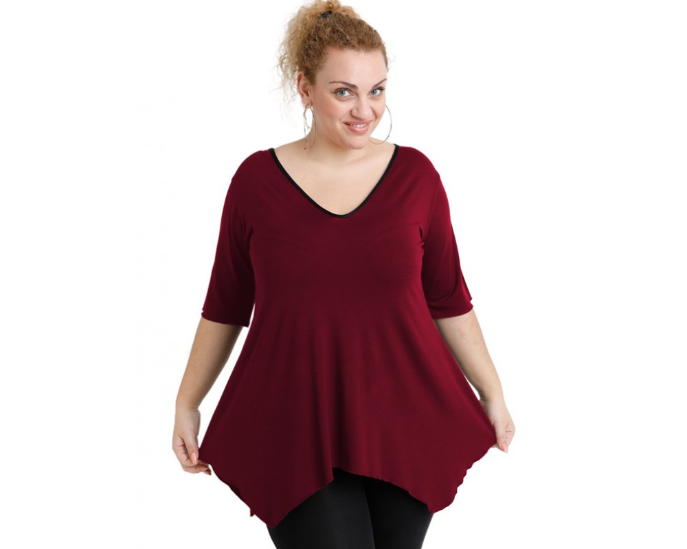 A20-228V Alpha blouse - Bordeaux Plus Size