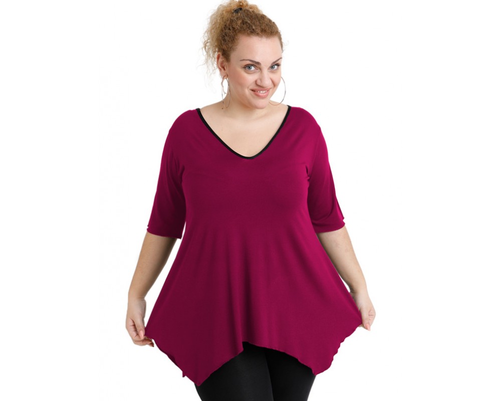 A20-228V Alpha blouse - Fuchsia Plus Size