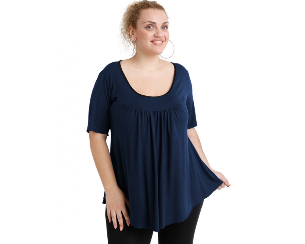 A20-244 Evaze blouse - Navy Blue Plus Size