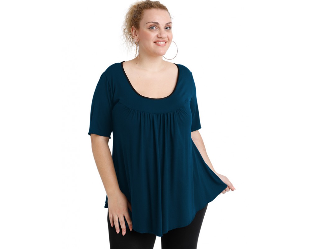 A20-244 Evaze blouse - Petrol Plus Size
