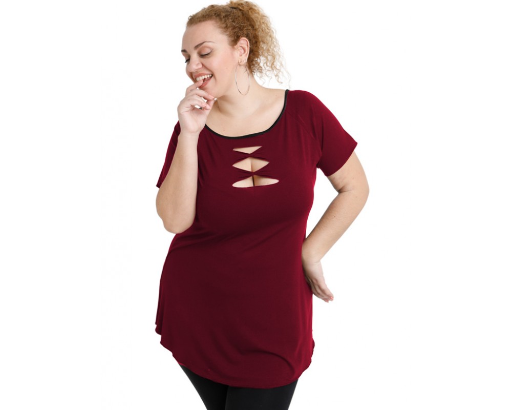 A20-246 Classic blouse - Bordeaux Plus Size