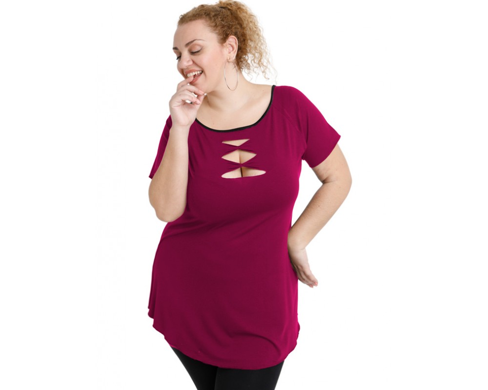 A20-246 Classic blouse - Fuchsia Plus Size
