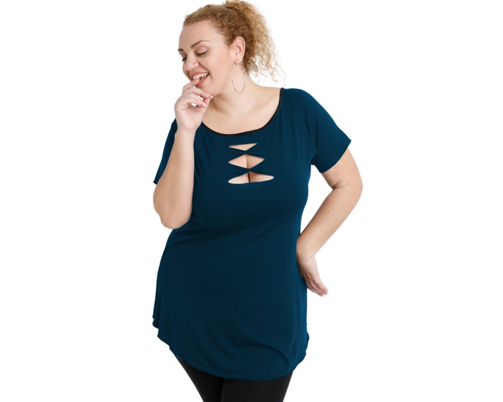 A20-246 Classic blouse - Petrol Plus Size
