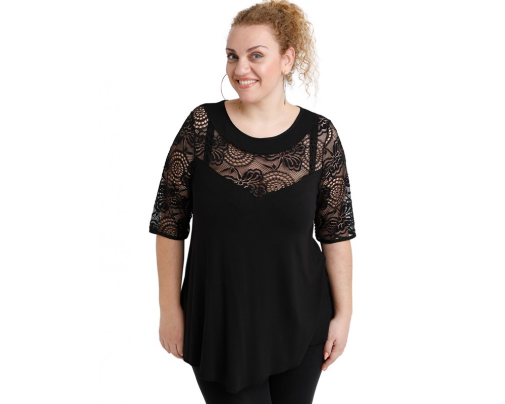 A20-247D Alfa blouse - Black Plus Size