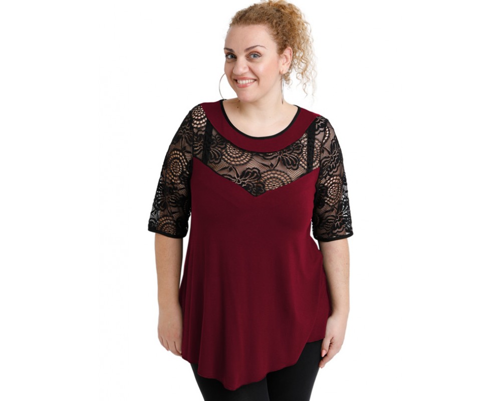 A20-247D Alfa blouse - Bordeaux Plus Size