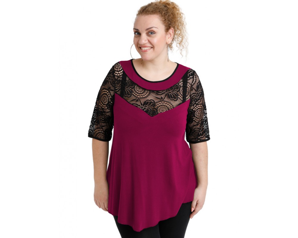 A20-247D Alfa blouse - Fuchsia Plus Size