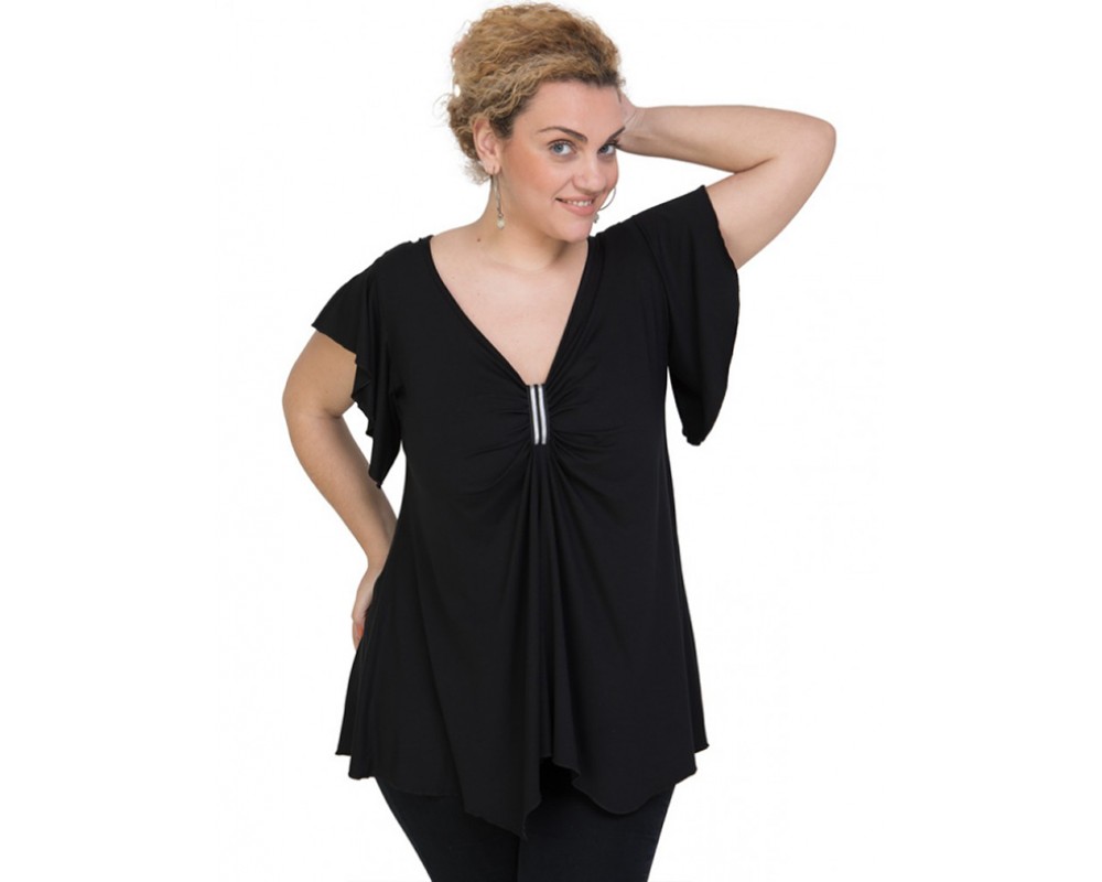A20-255 Alpha blouse - Black Plus Size