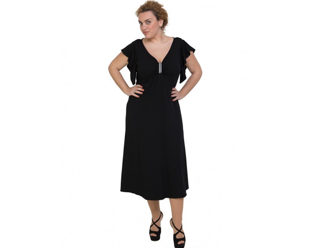 A20-255F Long dress - Black Plus Size