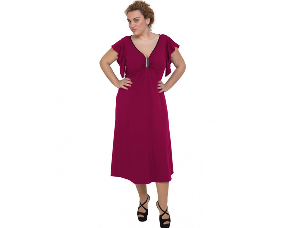 A20-255F Long dress - Fuchsia Plus Size