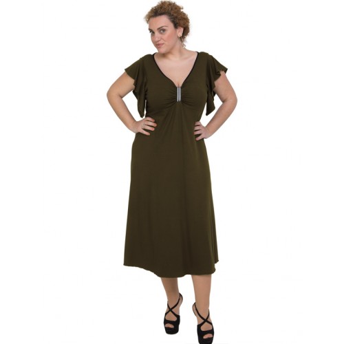 A20-255F Long dress - Khaki Dark