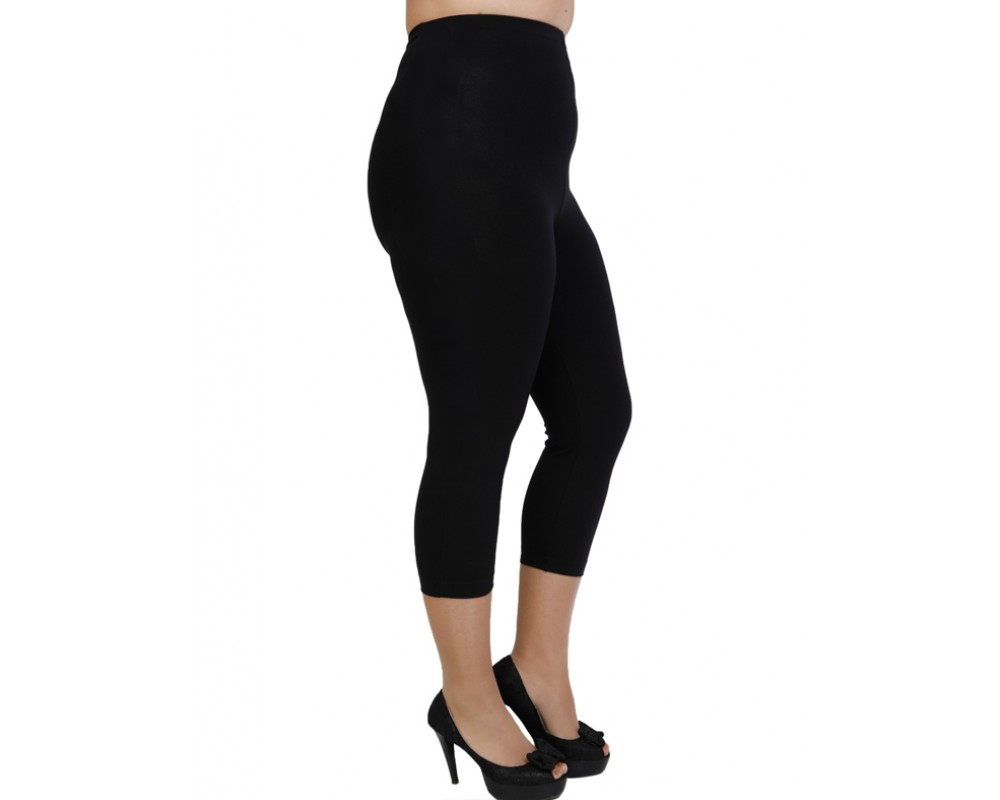 A20-263B Capri leggings - Black Plus Size