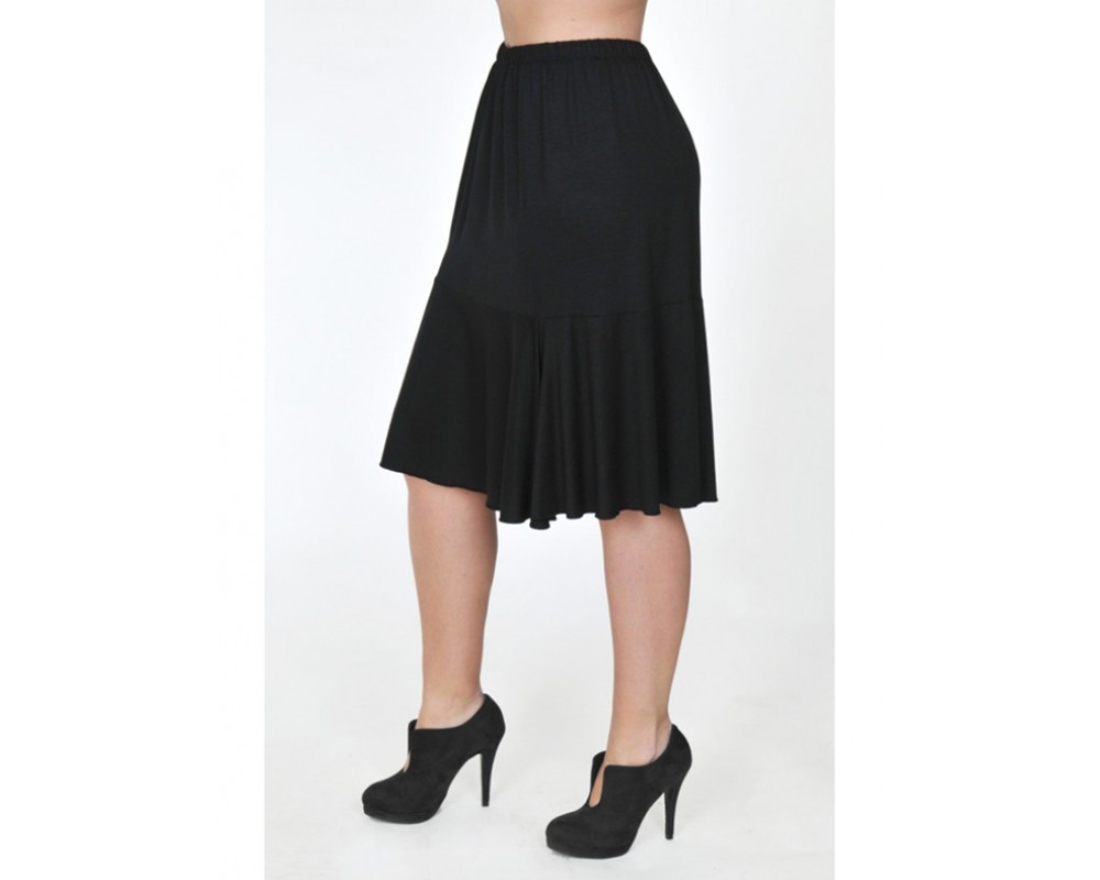A20-268 Evaze fitted skirt with ruffles - Black Plus Size