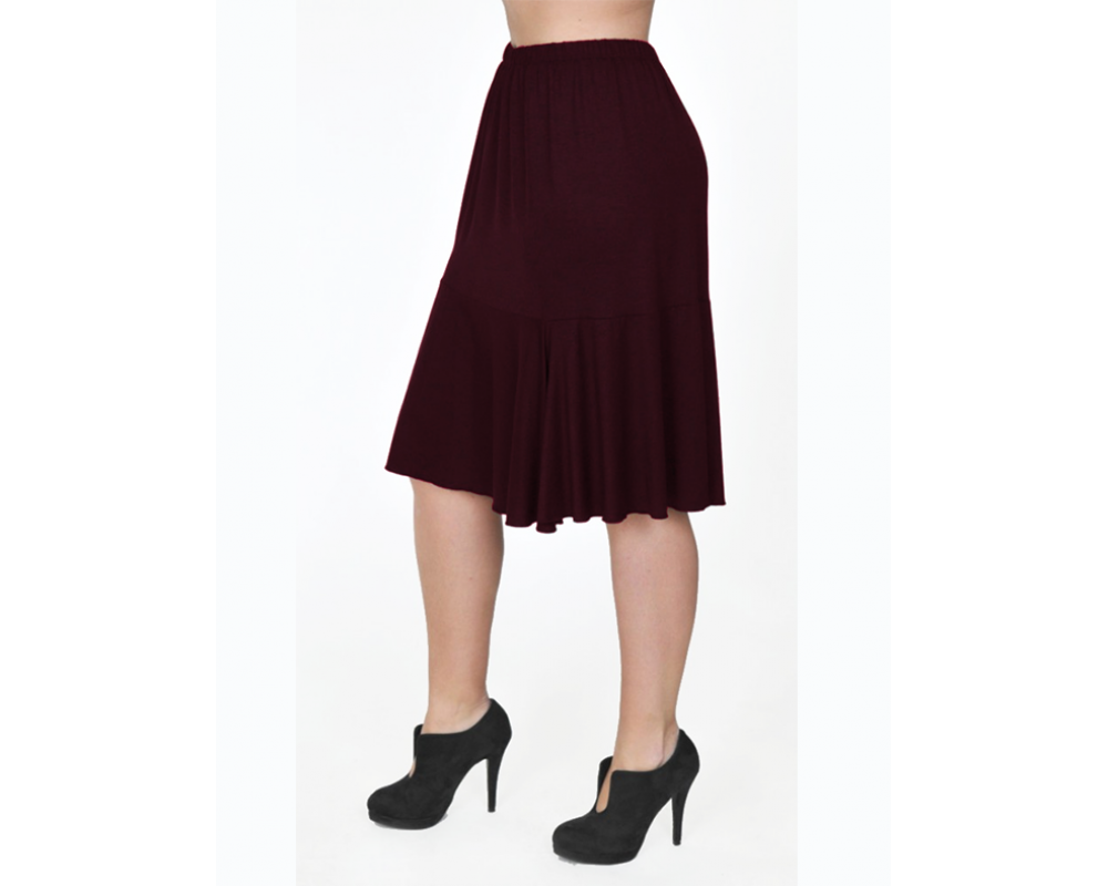 A20-268 Evaze fitted skirt with ruffles - Bordeaux Plus Size