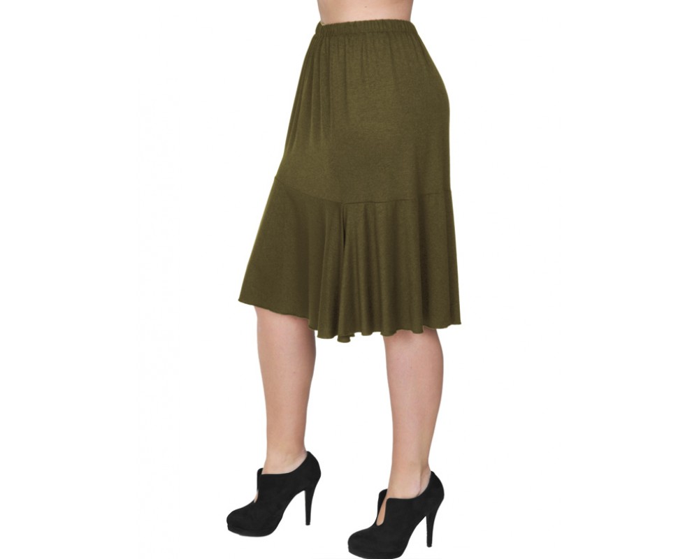 A20-268 Evaze fitted skirt with ruffles - Khaki Dark Plus Size