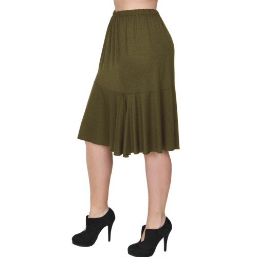 A20-268 Evaze fitted skirt with ruffles - Khaki Dark