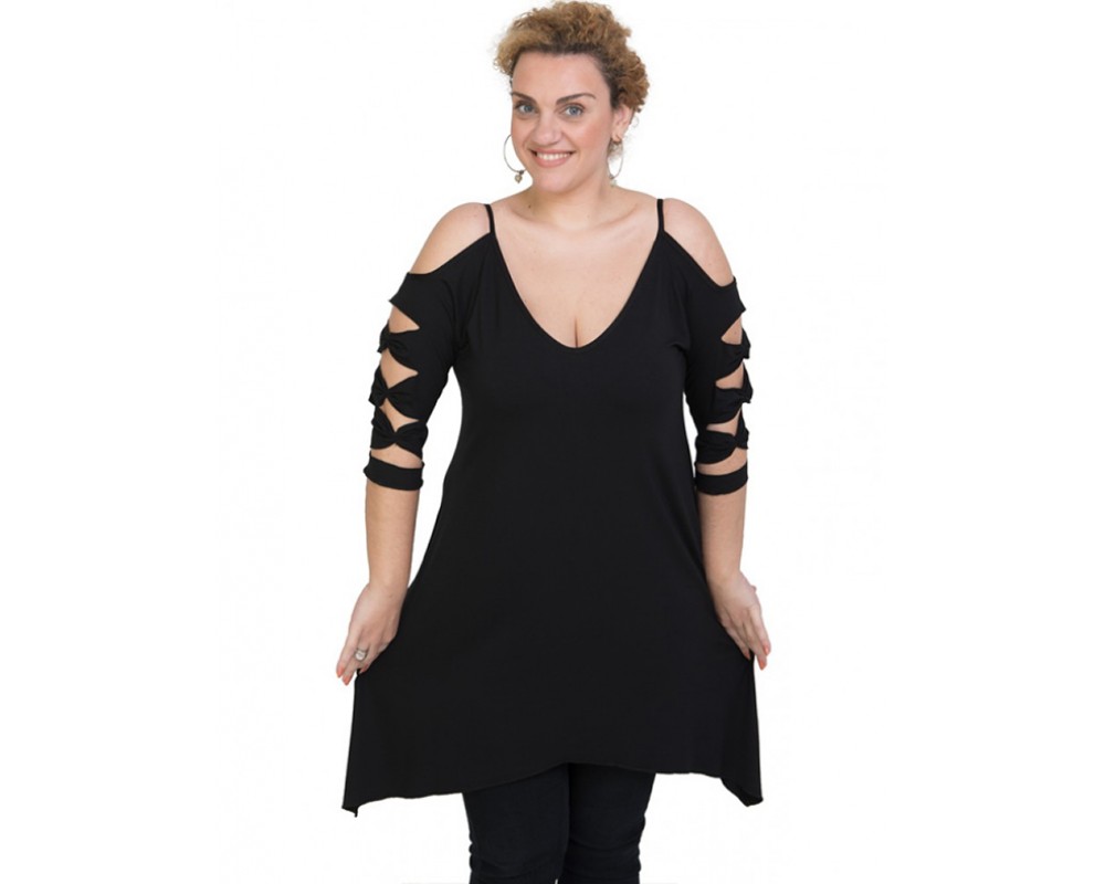 A20-282 Evaze blousedress - Black Plus Size