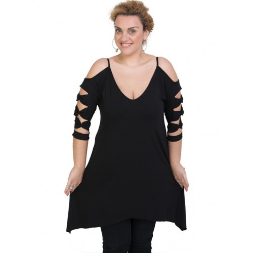 A20-282 Evaze blousedress - Black A20-282 Evaze blousedress - Black