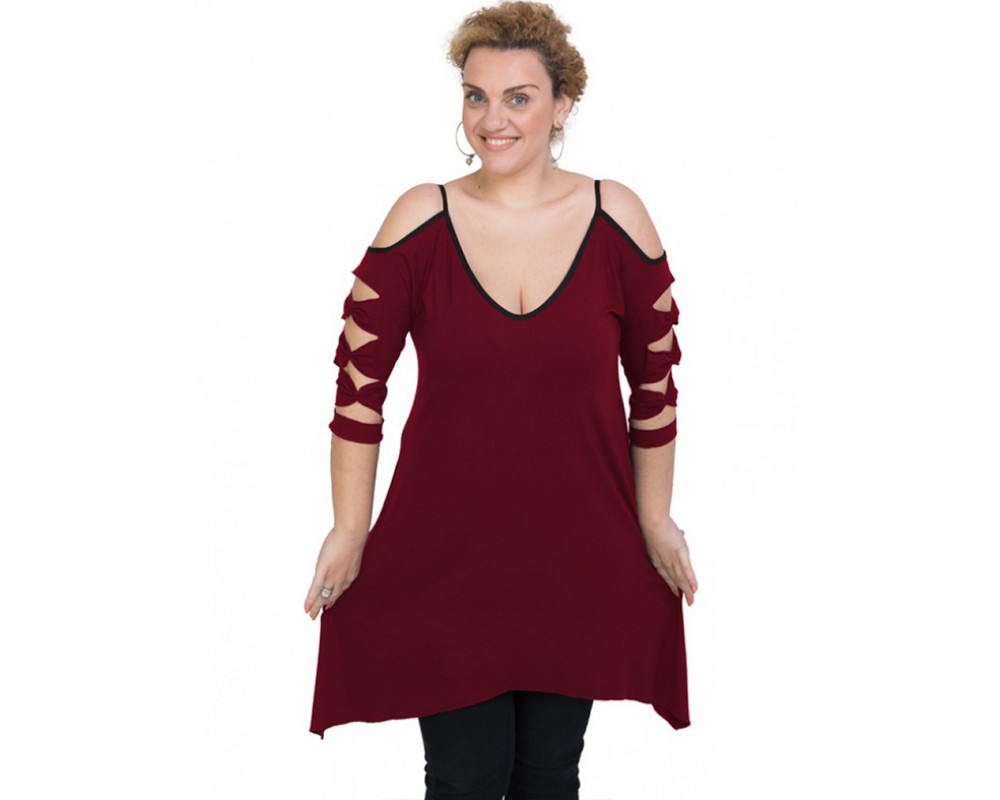 A20-282 Evaze blousedress - Bordeaux Plus Size