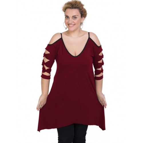 A20-282 Evaze blousedress - Bordeaux A20-282 Evaze blousedress - Bordeaux