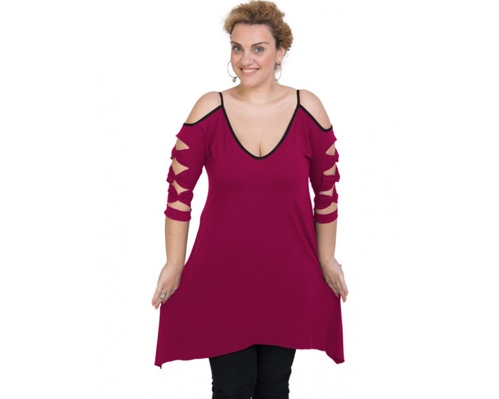 A20-282 Evaze blousedress - Fuchsia Plus Size