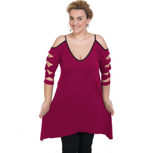 A20-282 Evaze blousedress - Fuchsia A20-282 Evaze blousedress - Fuchsia