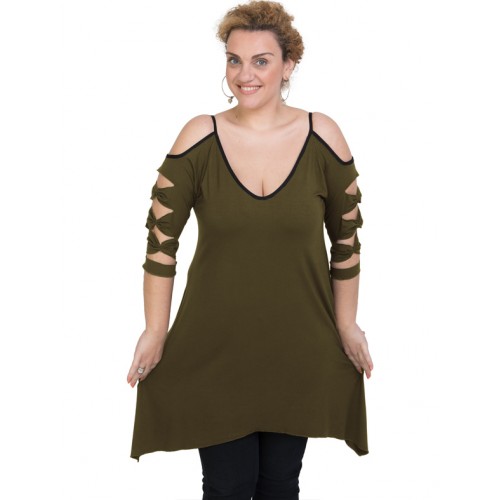 A20-282 Evaze blousedress - Khaki Dark A20-282 Evaze blousedress - Khaki Dark