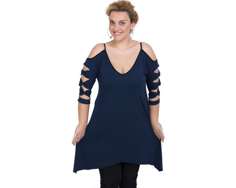 A20-282 Evaze blousedress - Navy Blue Plus Size