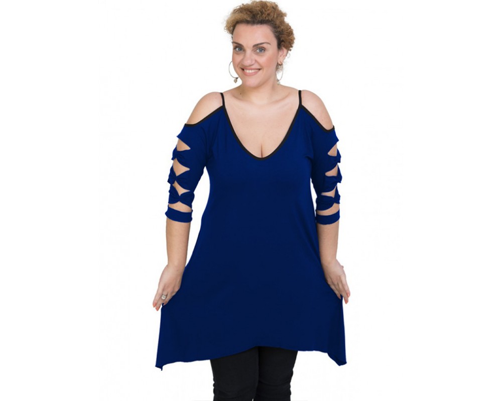 A20-282 Evaze blousedress - Royal Blue Plus Size