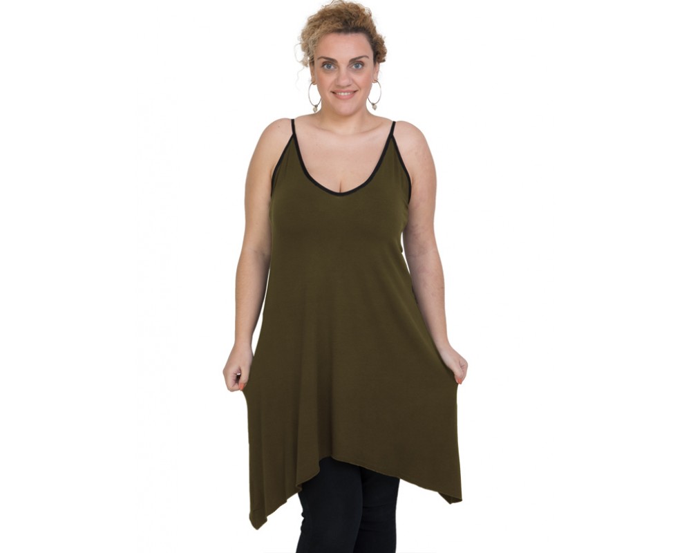 A20-282B Evaze blousedress - Khaki Dark Plus Size
