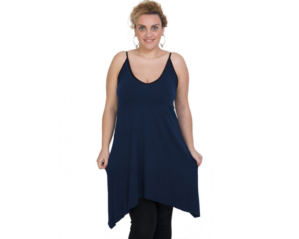 A20-282B Evaze blousedress - Navy Blue Plus Size