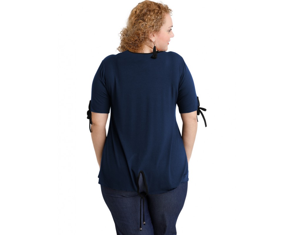 A20-287 Classic blouse - Navy Blue Plus Size